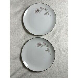 Set of 2 Rose China Montrose 3413 Salad Dessert Plates Pink Rose Japan 7.5”